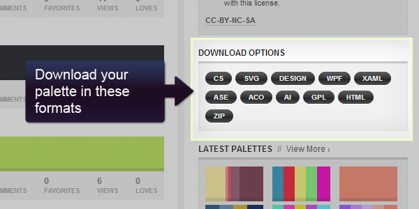 Download your palette with these format options