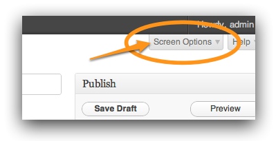 Screen options button