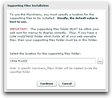 Supporting files dialog