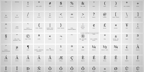 Html Entity Chart