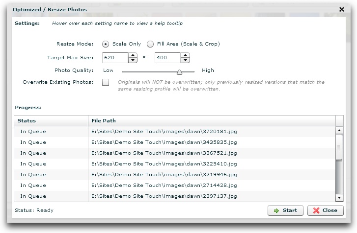 Initial dialog view